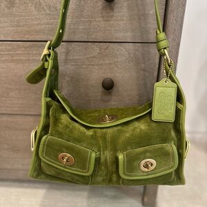 Pristine condition Vintage COACH bag-asparagus green suede
